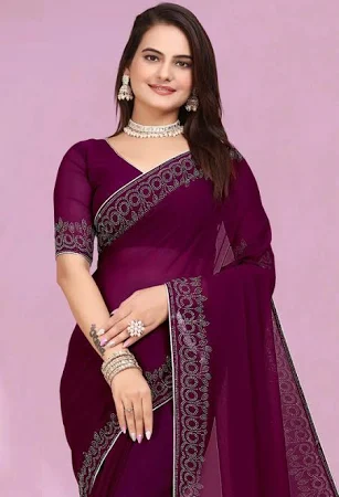 Sheldrom Mart Embellished Bollywood Georgette Saree